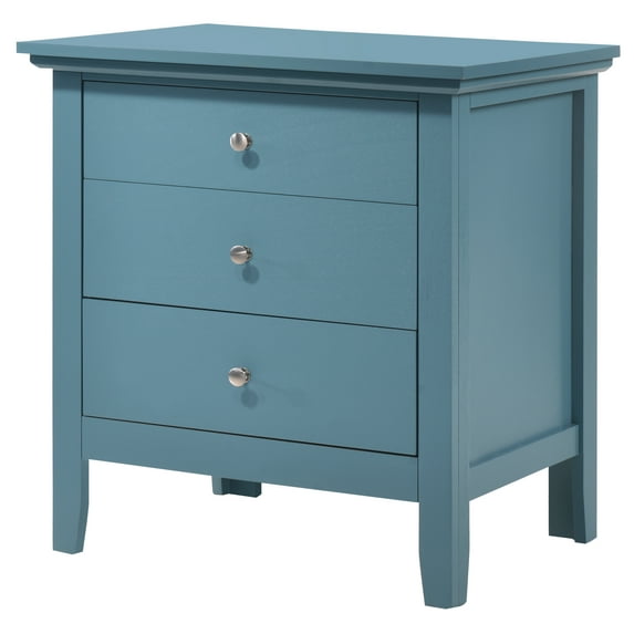Nmkwnr Modern Nightstand with 3 Drawer, Beside Table for Living Room, Blue