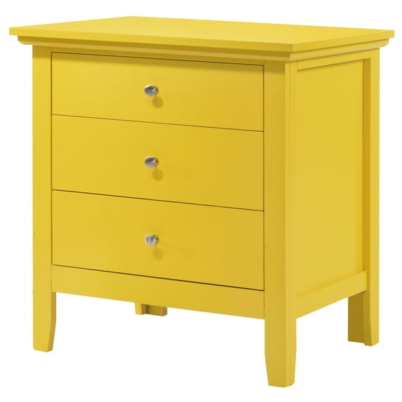 Nmkwnr Modern Nightstand with 3 Drawer, Beside Table for Living Room, Yellow