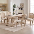thumbnail image 1 of Nmkwnr Pack of 2 Armless Dining Chairs with Rattan Back and Wood Legs, Upholstered Side Chair for Living Room, Kitchen,Restaurant, Beige(Only 2 Pack Chairs), 1 of 9
