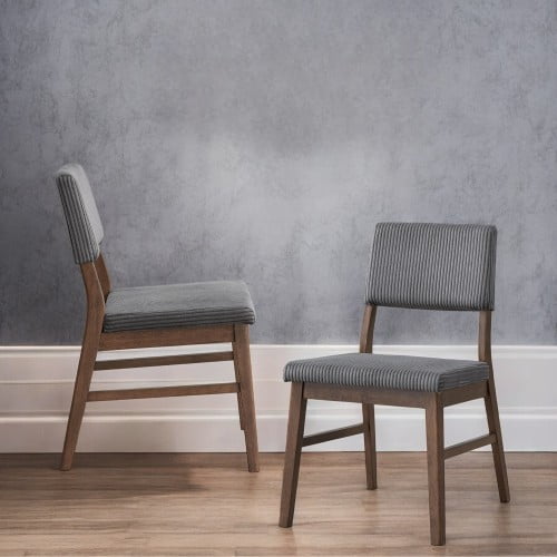 Nmkwnr Pack of 2 Corduroy Dining Chair with Wood Frame, Side Chair for Living Room, Dining Room, Gray