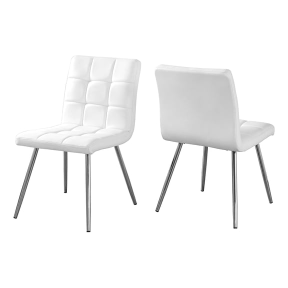 Nmkwnr Pack of 2 Leather Dining Chair with Metal Legs, Upholstered Side Chair for Kitchen, Dining Room, White