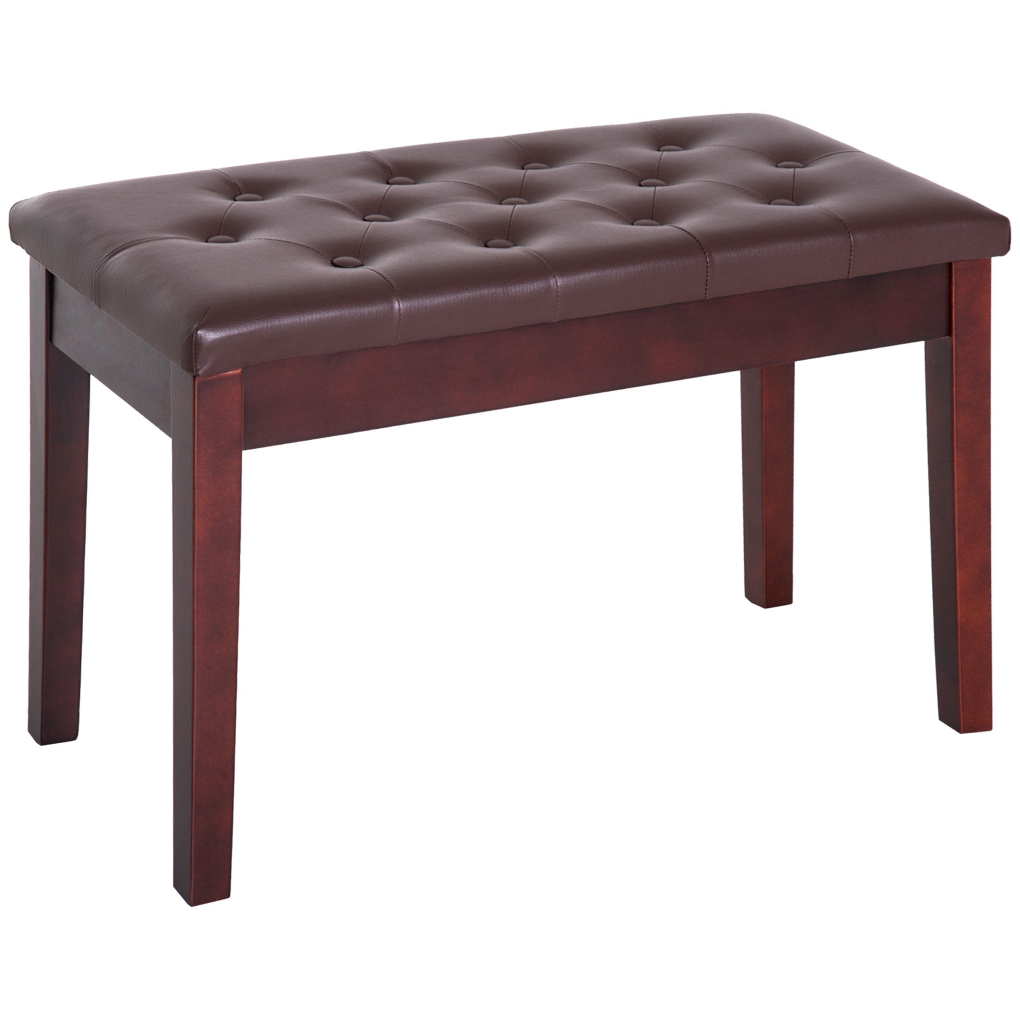 Nmkwnr Padded Cushion Piano Bench with Wooden Frame, Faux Leather Bench for Living Room, Office, Brown