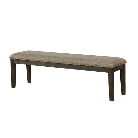 Nmkwnr Padded Seat Wood Frame Dining Bench for Living Room, Dining Room, Dark Brown+Gray
