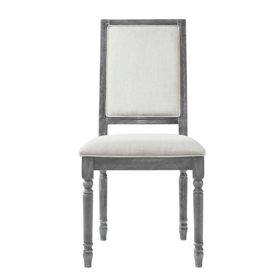 Nmkwnr Pakc of 2 Dining Chair with Wood Frame, Linen Upholstered Seat Side Chair for Living Room, Dining Room, Cream White+Gray