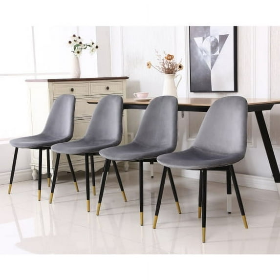 Nmkwnr Polyester Dining Chair with Metal Legs, Perfect for Home, Living Room, Dining Room, Set of 4, Gray