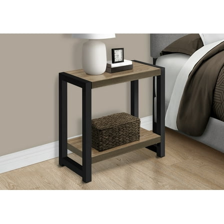 Nmkwnr Rectangle Side Table with Bottom Shelf, 2 Tier End Table for Living Room, Bedroom, Brown