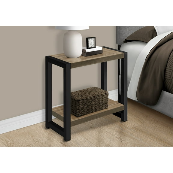 Nmkwnr Rectangle Side Table with Bottom Shelf, 2 Tier End Table for Living Room, Bedroom, Brown