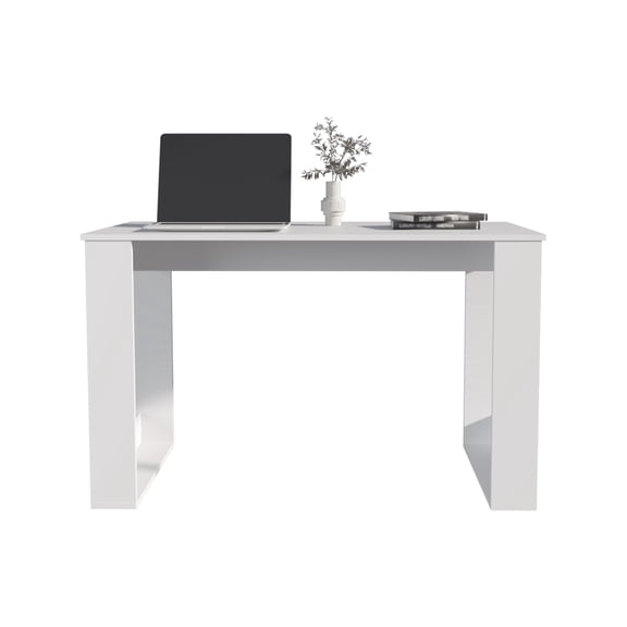 Nmkwnr Rectangle Writing Table Wood Computer Desk for Living Room, Office, White