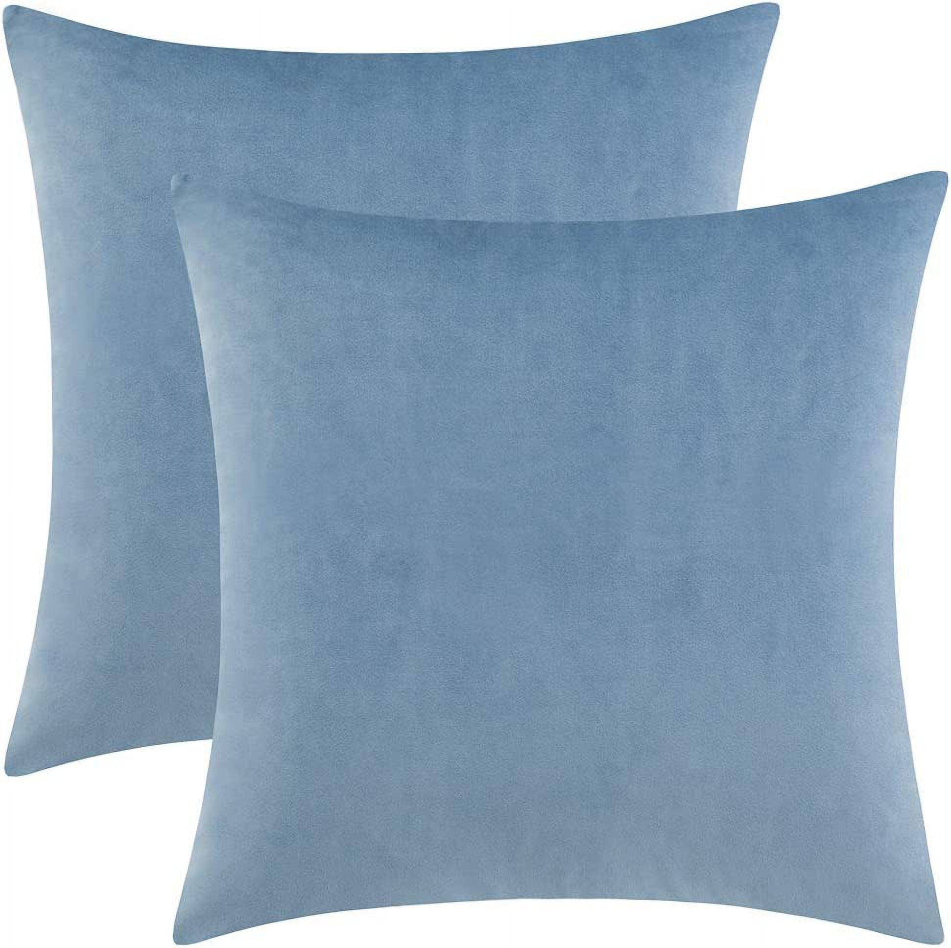 Sky Blue Velvet Reversible Pillow Covers, Set of 2, 18" x 18"