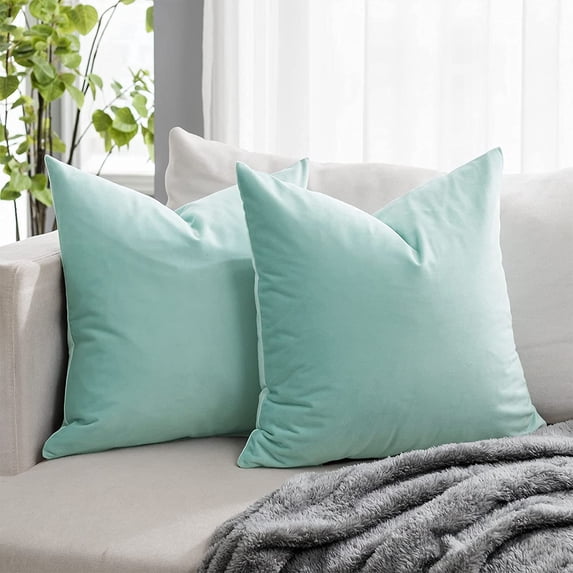 Nmkwnr Set of 2 Solid Color Throw Pillow Covers Decorative Square Velvet Soft Pillow Case Cushion Cover for Living Room Bed Couch Bedroom Sofa, 16"x16"