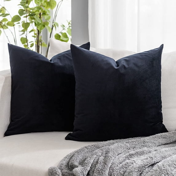 Nmkwnr Set of 2 Solid Color Throw Pillow Covers Decorative Square Velvet Soft Pillow Case Cushion Cover for Living Room Bed Couch Bedroom Sofa, 18"x18"