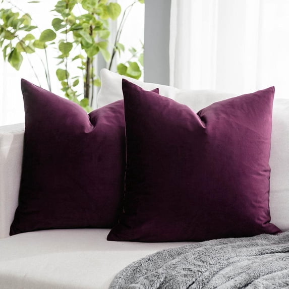 Nmkwnr Set of 2 Solid Color Throw Pillow Covers Decorative Square Velvet Soft Pillow Case Cushion Cover for Living Room Bed Couch Bedroom Sofa, 20"x20"