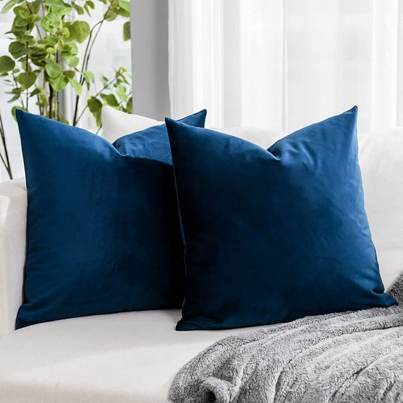 Nmkwnr Set of 2 Solid Color Throw Pillow Covers Decorative Square Velvet Soft Pillow Case Cushion Cover for Living Room Bed Couch Bedroom Sofa, 22"x22"