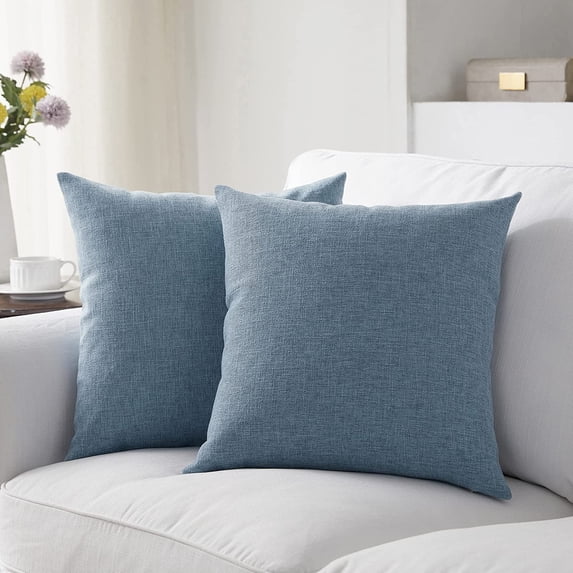 Nmkwnr Set of 2 Linen Throw Pillow Covers Decorative Square Pillow Case Soft Pillowcases for Sofa, Couch, Bedroom, Living Roomh, 18x18 Inch