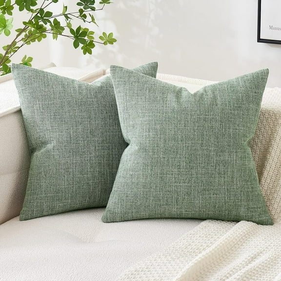Nmkwnr Set of 2 Linen Throw Pillow Covers Decorative Square Pillowcases Cushion Covers for Sofa Couch Bed Chair, 20x20 inch
