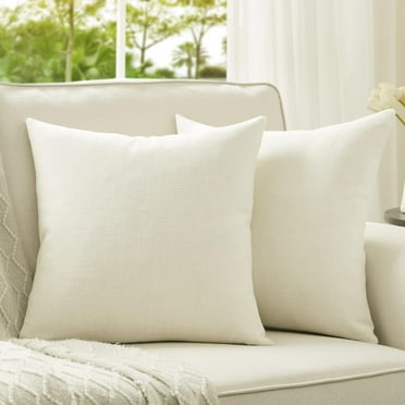 Nmkwnr Set of 2 Linen Throw Pillow Covers Decorative Square Pillowcases Soft Cushion Covers for Couch Bed Sofa Living Room, 16x16 Inch