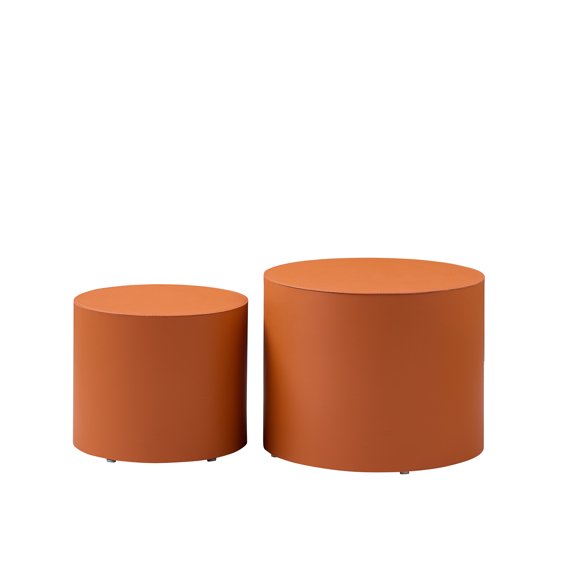 Nmkwnr Set of 2 MDF Leather End Table Coffee Table for Living Room, Office, Bedroom, Orange