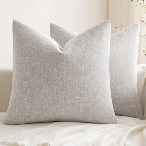 Nmkwnr Set of 2 Soft Decorative Throw Pillow Covers Square Solid Cushion Cover Linen Pillow Case for Couch Bed Sofa Living Room, 16x16 Inch
