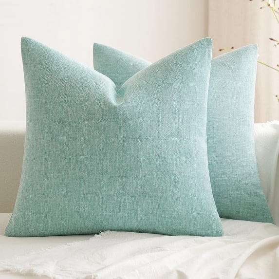 Nmkwnr Set of 2 Soft Decorative Throw Pillow Covers Square Solid Cushion Cover Linen Pillow Case for Couch Bed Sofa Living Room, 20x20 Inch