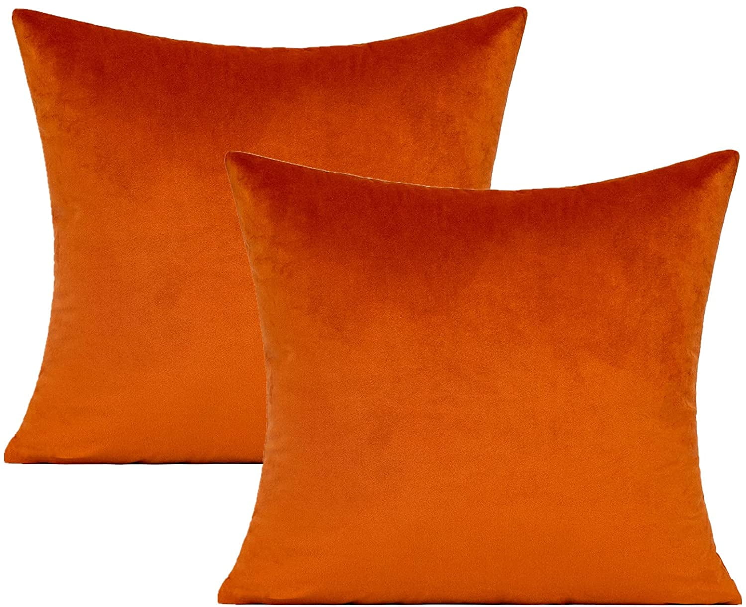Dark Orange Velvet Square Pillow Covers Set of 2