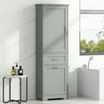 thumbnail image 1 of Nmkwnr Single Door Tall Bathroom Storage Cabinet with 2 Drawers and Shelf, Wood Storage Cabinet for Living Room, Bathroom, Gray, 1 of 10