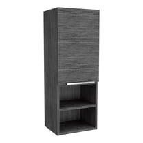 Nmkwnr Single Door Wall Cabinet with 2 Inner Shelves and 2 Open Shelves, 32" H Storage Cabinet for Living Room, Bathroom, Dark Gray