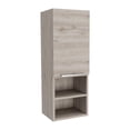 thumbnail image 1 of Nmkwnr Single Door Wall Cabinet with 2 Inner Shelves and 2 Open Shelves, 32" H Storage Cabinet for Living Room, Bathroom, Light Gray, 1 of 9