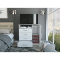 thumbnail image 1 of Nmkwnr Single Door Wood Storage Cabinet with 1 Open Shelf, 4 Drawer Dresser for Living Room, Bedroom, White, 1 of 6