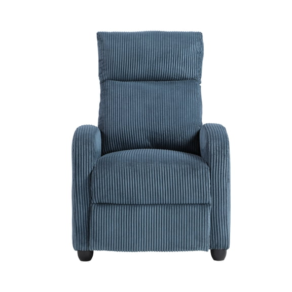 Nmkwnr Soft Corduroy Recliner Chair with Wood Frame, Upholstered Accent Chair for Office, Bedroom, Living Room, Blue