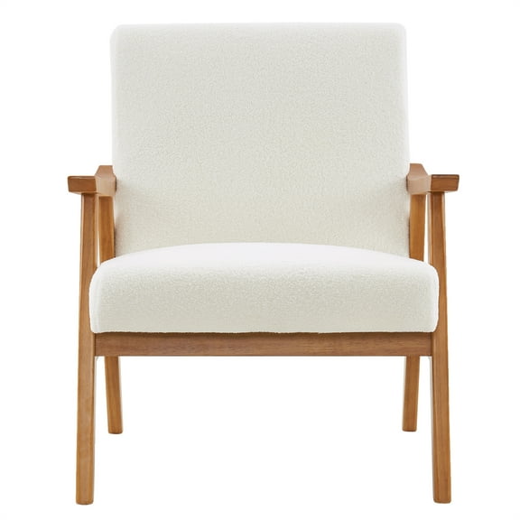 Nmkwnr Solid Wood Armrest Velvet Single Lounge Chair for Home, Living Room, White