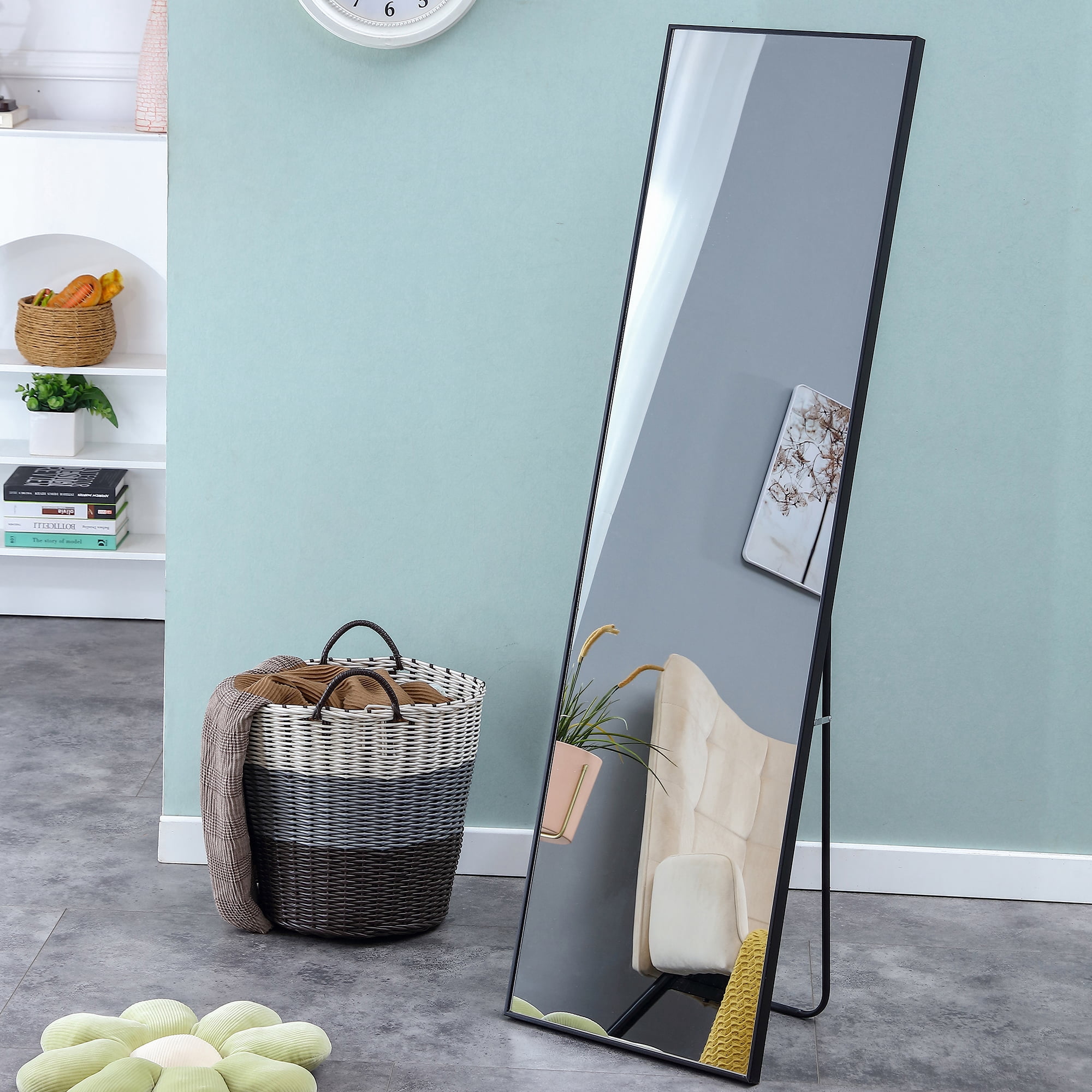 Nmkwnr Solid Wood Frame Full Length Mirror, Wall Mounted Dressing ...