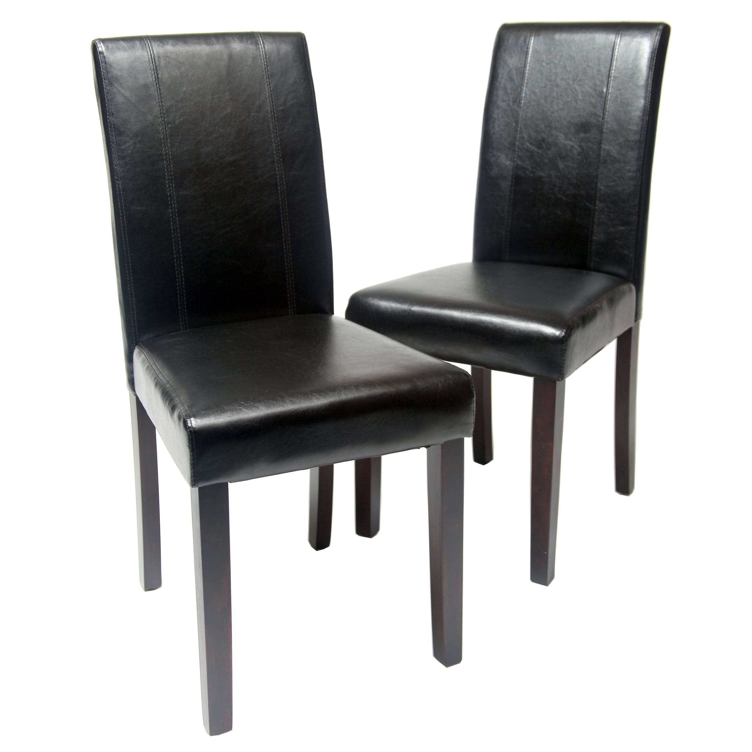 Black Faux Leather Upholstered Parsons Side Chair with Wood Frame