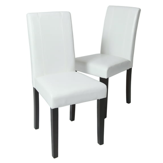 Nmkwnr Solid Wood Frame PU Leather Seat Dining Chair for Home, Living Room, Dining Room, White, 2 Pack