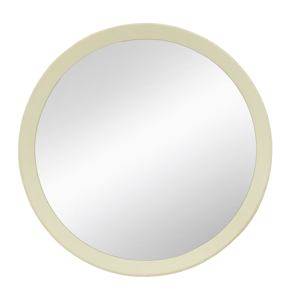 Cream White Round Mango Wood Bathroom Wall Mirror