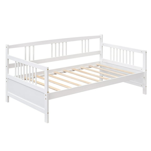 Nmkwnr Solid Wood Twin Size Daybed for Home Living Room Bedroom, White