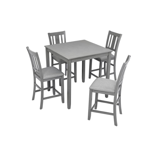 Nmkwnr Square Dining Table with 4 Pack Padded Seat Chair, Wooden Dining Table Chair Set for Living Room, Dining Room, Gray