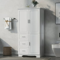 Nmkwnr Storage Cabinet with Doors and 3 Drawers for Bathroom,Office,Living Room, White