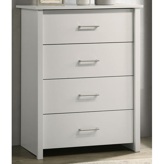 Nmkwnr Storage Cabinet with Handles, 4 Drawer Dresser for Living Room, Bedroom, White