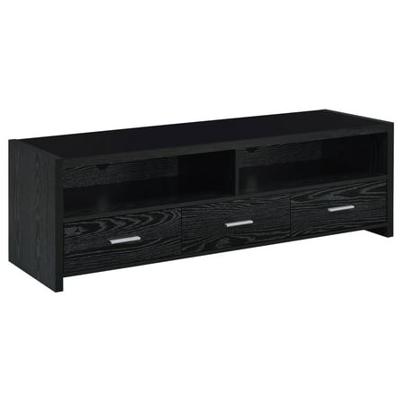 Nmkwnr TV Cabinet for TVs up to 62", Tv Stand with 3 Drawers and 2 Open Shelves, Modern Entertainment Center for Living Room, Black