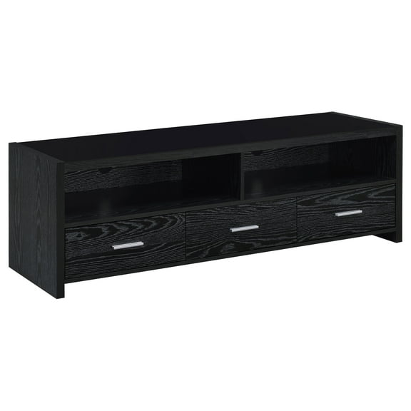 Nmkwnr TV Cabinet for TVs up to 62", Tv Stand with 3 Drawers and 2 Open Shelves, Modern Entertainment Center for Living Room, Black