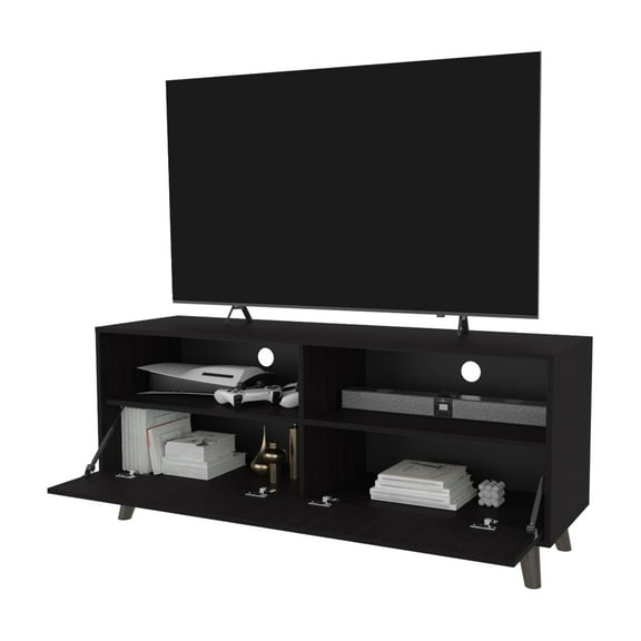 Nmkwnr TV Cabinet for Tvs up to 60", Tv Stand with Open Shelf and 1 Door, Entertainment Center for Living Room, Dark Brown