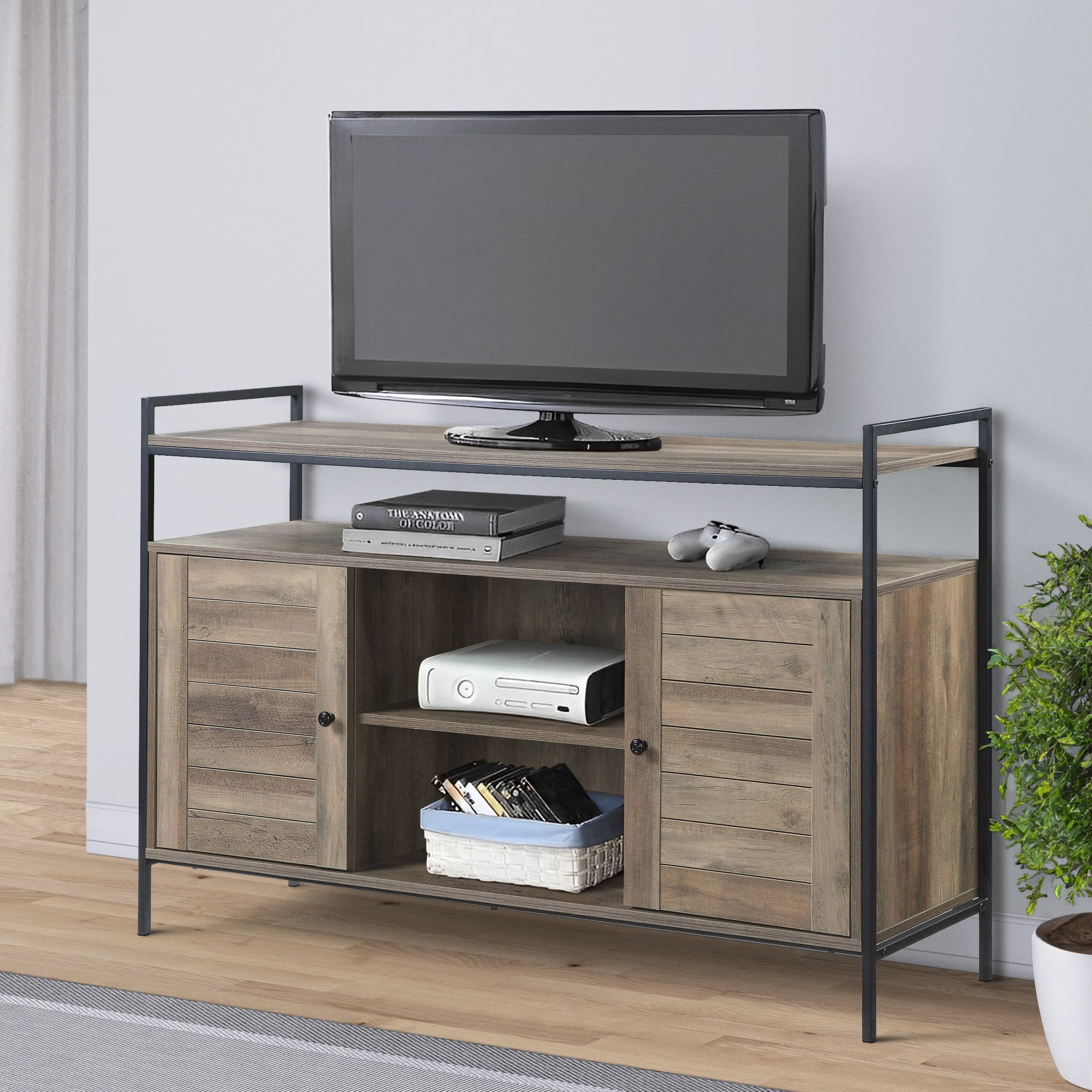 Nmkwnr TV Stand for TVs up to 50", TV with 2 Doors and Open