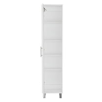 Nmkwnr Tall Storage Cabinet with 5 Shelves and Metal Handle, Single Door Wood Pantry Cabinet for Living Room, Dining Room, Kitchen, White
