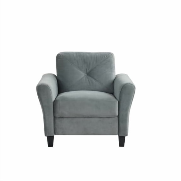 Nmkwnr Upholstered Accent Chair with Wood Legs, Velvet Armchair Club Chair for Living Room, Bedroom, Office, Gray