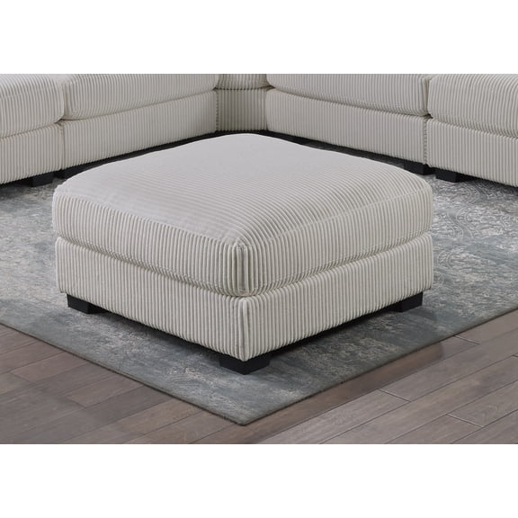 Nmkwnr Upholstered Seat Ottoman with Wood Frame, Corduroy Footrest for Living Room, Office, Bedroom, Beige