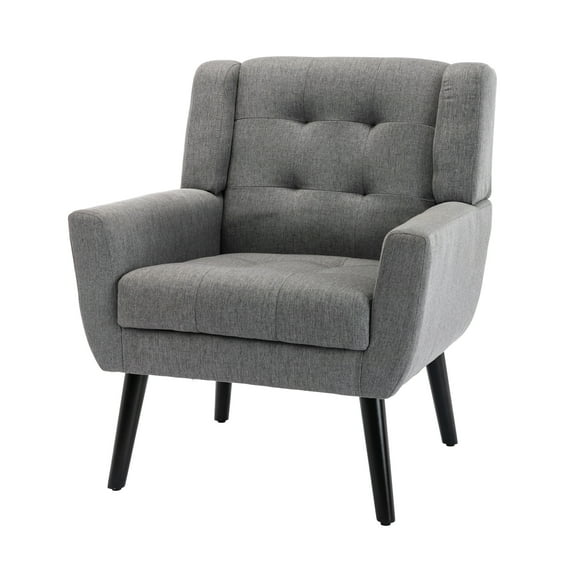 Nmkwnr Velvet Accent Chair with Wood Legs, Upholstered Armchair for Living Room, Office, Light Gray