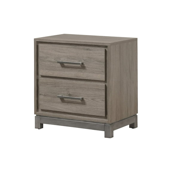 Nmkwnr Wood Beside Table with Metal Handle, 2 Drawer Nightstand for Living Room, Bedroom