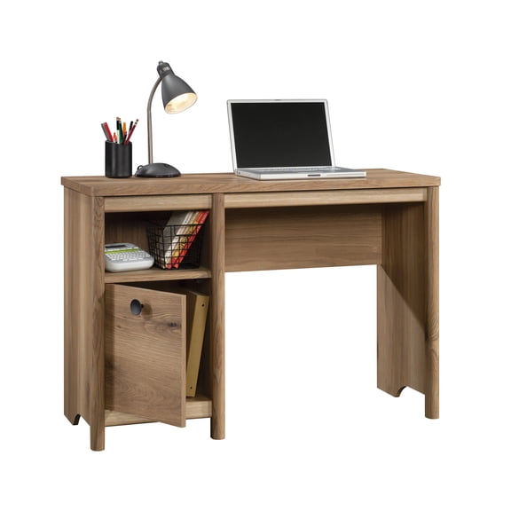 Nmkwnr Wood Computer Desk with 1 Door and 1 Open Shelf, Brown
