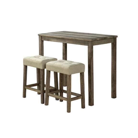 Nmkwnr Wood Dining Table with 2 Pack Stools, Perfect for Living Room, Dining Room, Brown