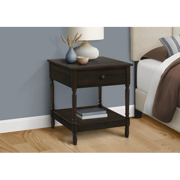 Nmkwnr Wood End Table Side Table with 1 Drawer and Bottom Shelf, Square Top Nightstand for Bedroom, Living Room, Brown